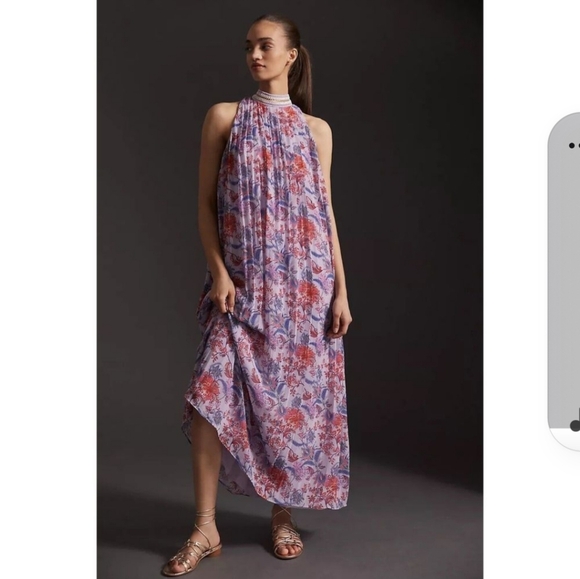 Anthropologie Pinnacle by Shruti Sancheti Printed Halter Pleated Halter Maxi - Picture 2 of 6